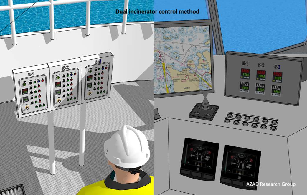 Incinerator control on a small ship